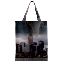 Tornado Storm Lightning Skyline Zipper Classic Tote Bag by Celenk