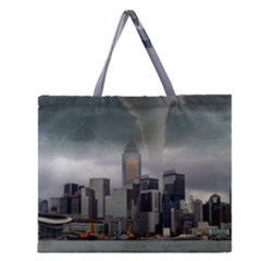 Tornado Storm Lightning Skyline Zipper Large Tote Bag by Celenk