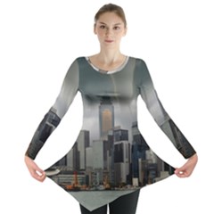 Tornado Storm Lightning Skyline Long Sleeve Tunic  by Celenk