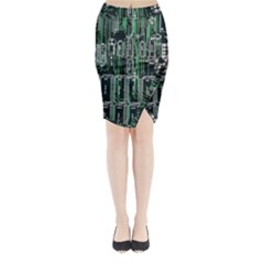 Printed Circuit Board Circuits Midi Wrap Pencil Skirt by Celenk