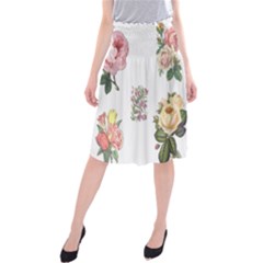 Rose Flowers Campanula Bellflower Midi Beach Skirt by Celenk