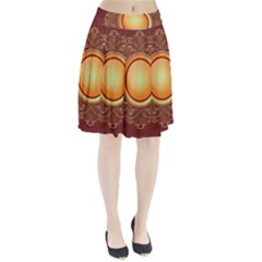 Badge Gilding Sun Red Oriental Pleated Skirt