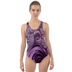 Abstract Art Fractal Cut-out Back One Piece Swimsuit by Celenk