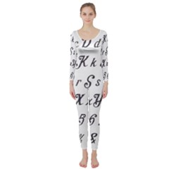 Font Lettering Alphabet Writing Long Sleeve Catsuit