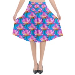 Seamless Flower Pattern Colorful Flared Midi Skirt