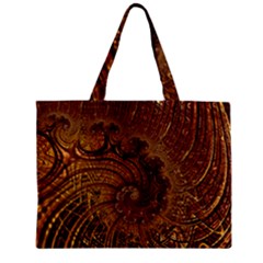 Copper Caramel Swirls Abstract Art Zipper Mini Tote Bag by Celenk