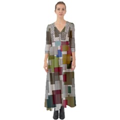 Decor Painting Design Texture Button Up Boho Maxi Dress