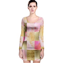 Collage Gold And Pink Long Sleeve Bodycon Dress by NouveauDesign