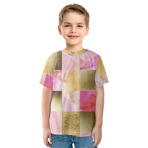 Collage Gold And Pink Kids  Sport Mesh Tee by NouveauDesign