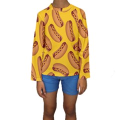 Hot Dog Seamless Pattern Kids  Long Sleeve Swimwear by Celenk