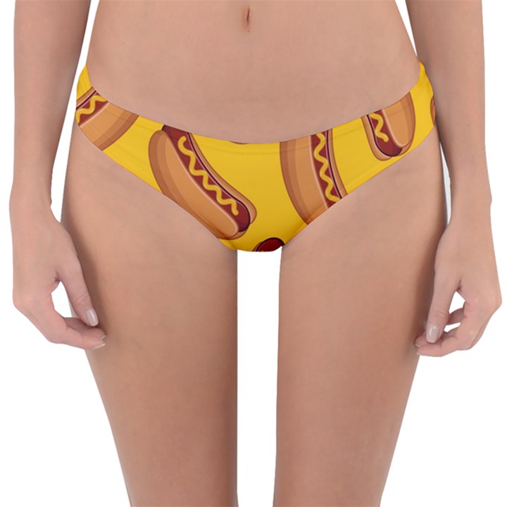 Hot Dog Seamless Pattern Reversible Hipster Bikini Bottoms