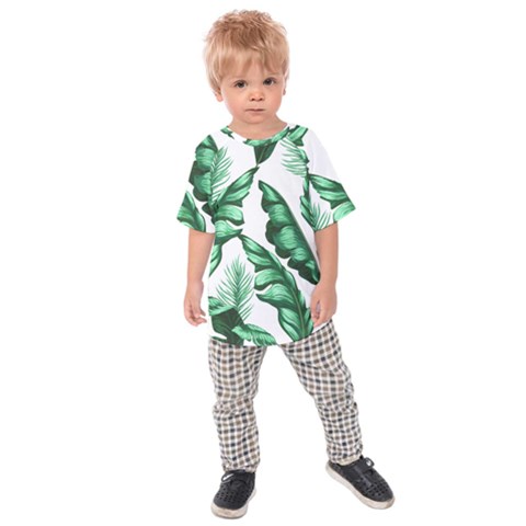 Banana Leaves And Fruit Isolated With Four Pattern Kids Raglan Tee by Celenk