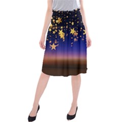 Christmas Background Star Curtain Midi Beach Skirt by Celenk