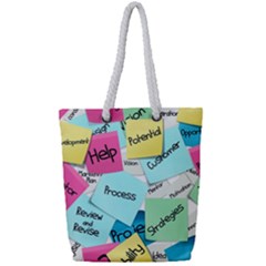 Stickies Post It List Business Full Print Rope Handle Tote (small) by Celenk