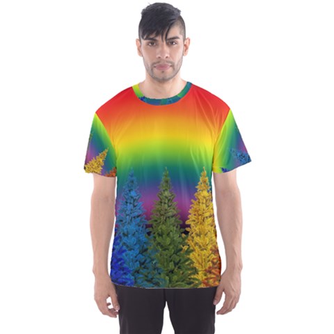 Christmas Colorful Rainbow Colors Men s Sports Mesh Tee by Celenk