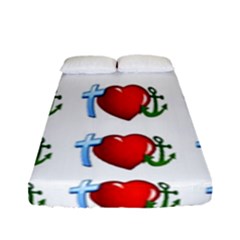 Cross Heart Anchor Love Hope Fitted Sheet (full/ Double Size) by Celenk