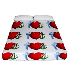 Cross Heart Anchor Love Hope Fitted Sheet (california King Size) by Celenk