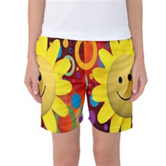 Sun Laugh Rays Luck Happy Women s Basketball Shorts by Celenk