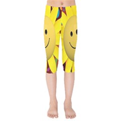 Sun Laugh Rays Luck Happy Kids  Capri Leggings  by Celenk