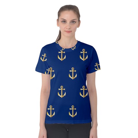 Gold Anchors Background Women s Cotton Tee by Celenk