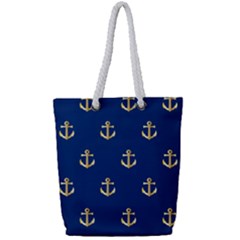 Gold Anchors Background Full Print Rope Handle Tote (small)