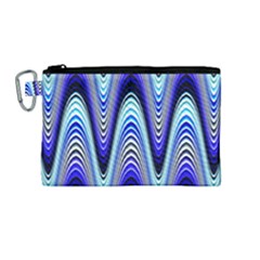 Waves Wavy Blue Pale Cobalt Navy Canvas Cosmetic Bag (medium) by Celenk