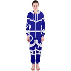 Anchor Flag Blue Background Hooded Jumpsuit (ladies)  by Celenk