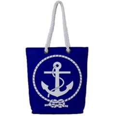 Anchor Flag Blue Background Full Print Rope Handle Tote (small)