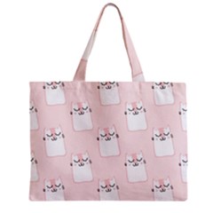 Pattern Cat Pink Cute Sweet Fur Zipper Mini Tote Bag by Celenk