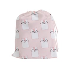 Pattern Cat Pink Cute Sweet Fur Drawstring Pouches (extra Large) by Celenk