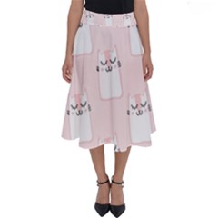 Pattern Cat Pink Cute Sweet Fur Perfect Length Midi Skirt by Celenk