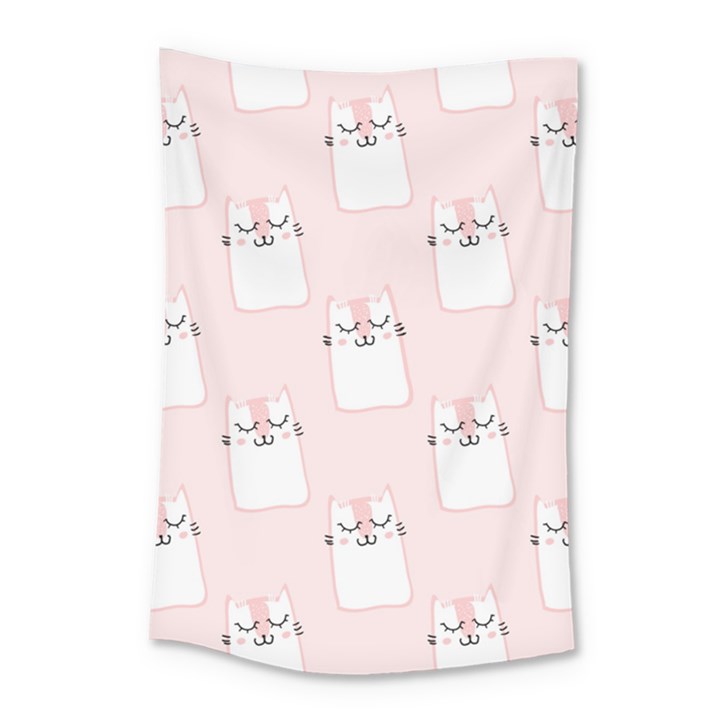 Pattern Cat Pink Cute Sweet Fur Small Tapestry