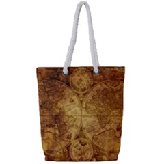 Map Of The World Old Historically Full Print Rope Handle Tote (small)