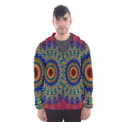 Kaleidoscope Mandala Pattern Hooded Wind Breaker (men) by Celenk