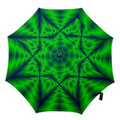 Shiny Lime Navy Sheen Radiate 3d Hook Handle Umbrellas (medium) by Celenk