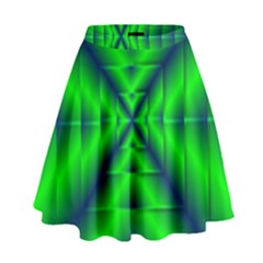 Shiny Lime Navy Sheen Radiate 3d High Waist Skirt by Celenk