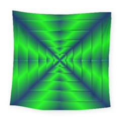 Shiny Lime Navy Sheen Radiate 3d Square Tapestry (large) by Celenk