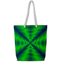 Shiny Lime Navy Sheen Radiate 3d Full Print Rope Handle Tote (small) by Celenk