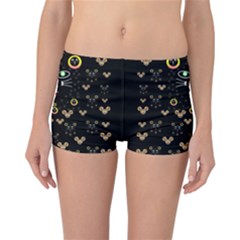 Merry Black Cat In The Night And A Mouse Involved Pop Art Reversible Boyleg Bikini Bottoms