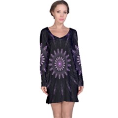 Fractal Mandala Delicate Pattern Long Sleeve Nightdress by Celenk