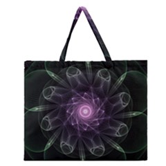 Mandala Fractal Light Light Fractal Zipper Large Tote Bag by Celenk