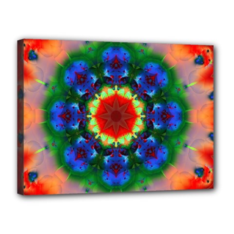 Fractal Digital Mandala Floral Canvas 16  X 12  by Celenk