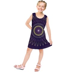 Fractal Purple Mandala Violet Kids  Tunic Dress by Celenk