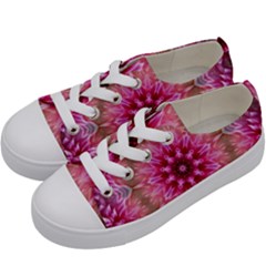 Flower Mandala Art Pink Abstract Kids  Low Top Canvas Sneakers by Celenk