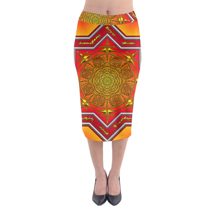 Mandala Zen Meditation Spiritual Midi Pencil Skirt