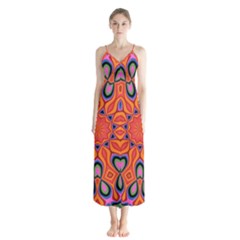 Abstract Art Abstract Background Button Up Chiffon Maxi Dress