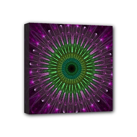 Purple Mandala Fractal Glass Mini Canvas 4  x 4 