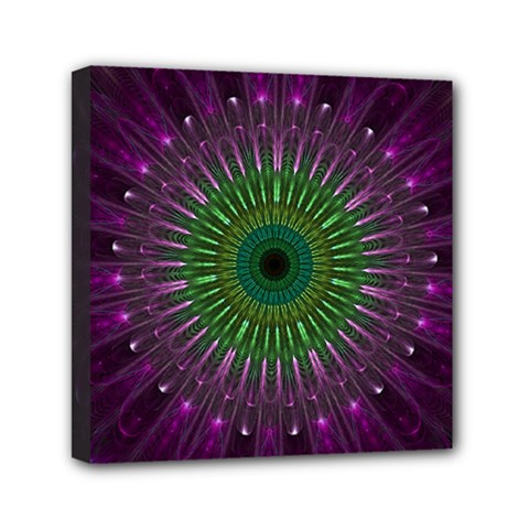 Purple Mandala Fractal Glass Canvas Travel Bag