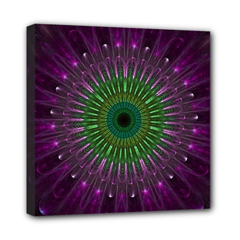 Purple Mandala Fractal Glass Mini Canvas 8  x 8 