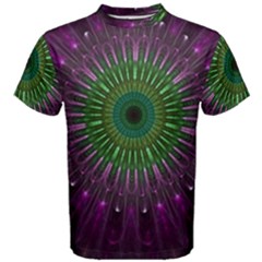 Purple Mandala Fractal Glass Men s Cotton Tee